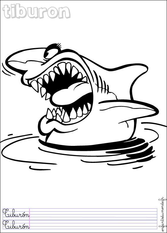 coloriage requin 2 .. Coloriages Animaux marins en espagnol